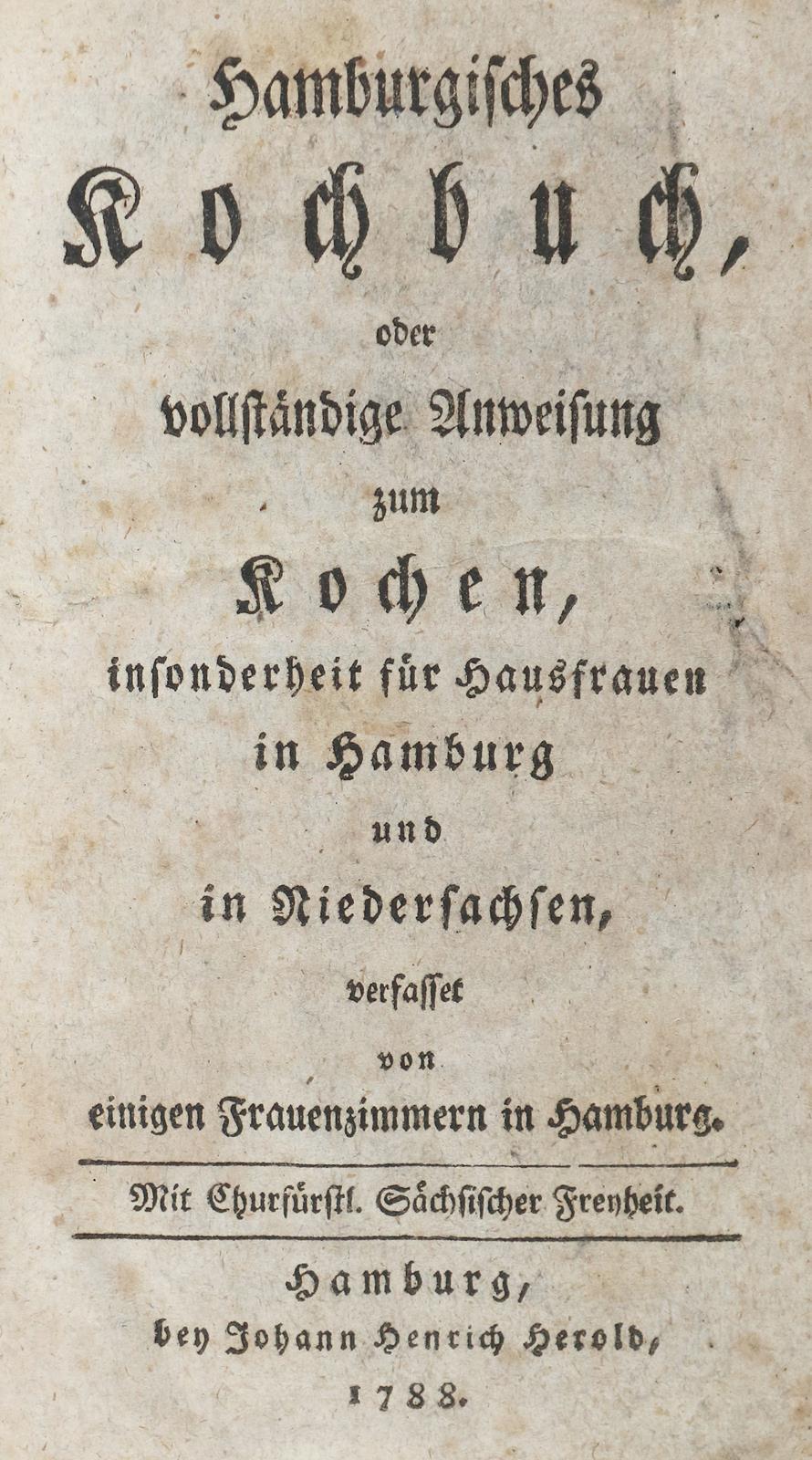 Hamburgisches Kochbuch, | Bild Nr.1