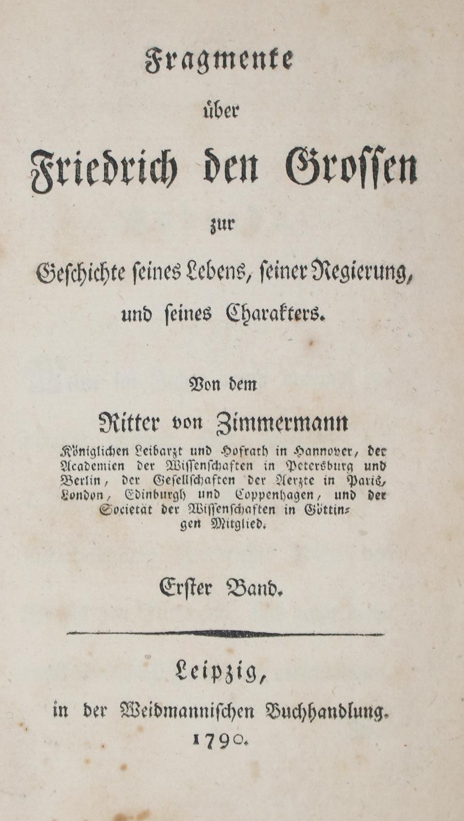 Zimmermann,(J.G.v.). | Bild Nr.1