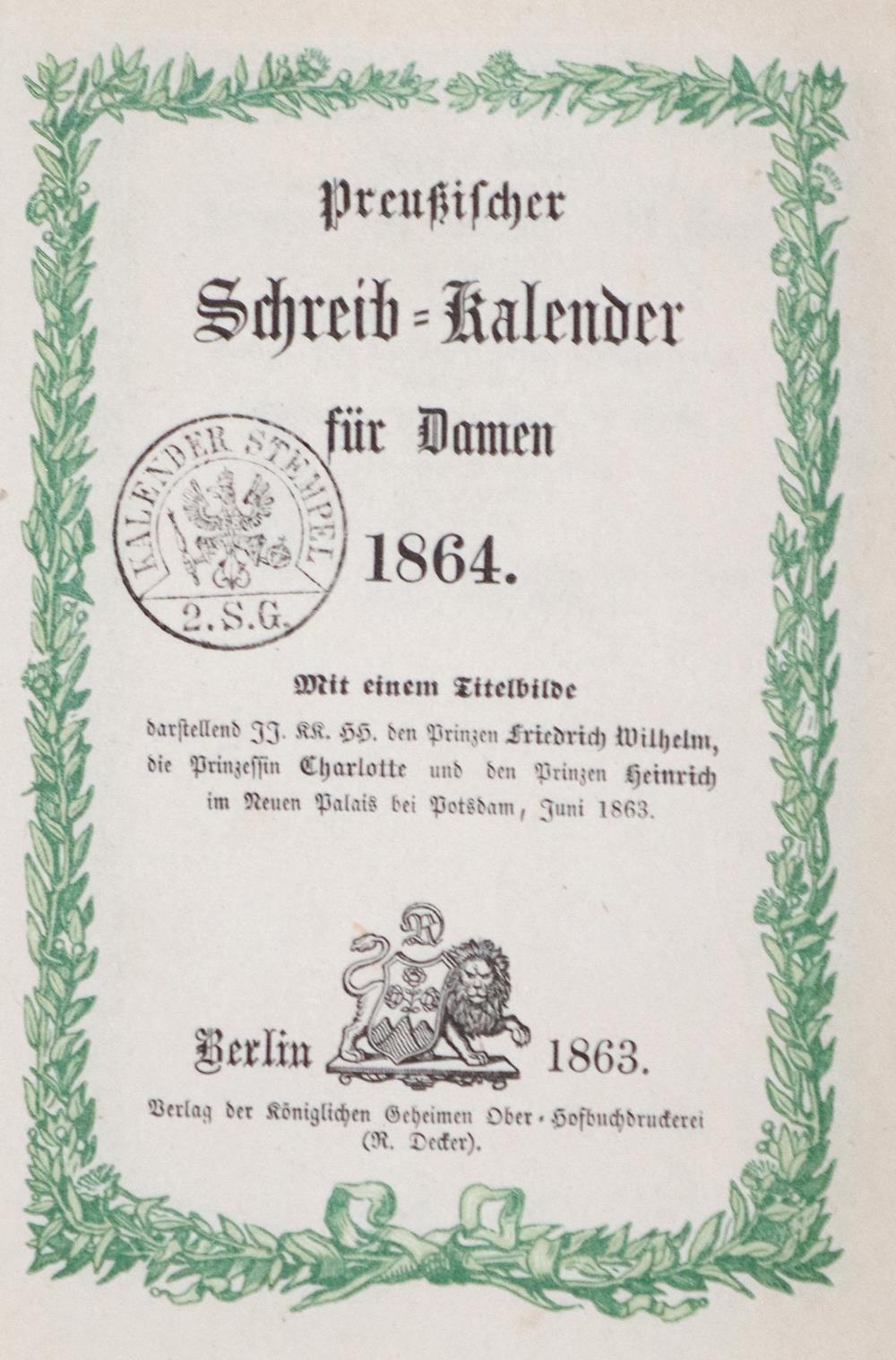 Preußischer Schreib-Kalender | Bild Nr.1