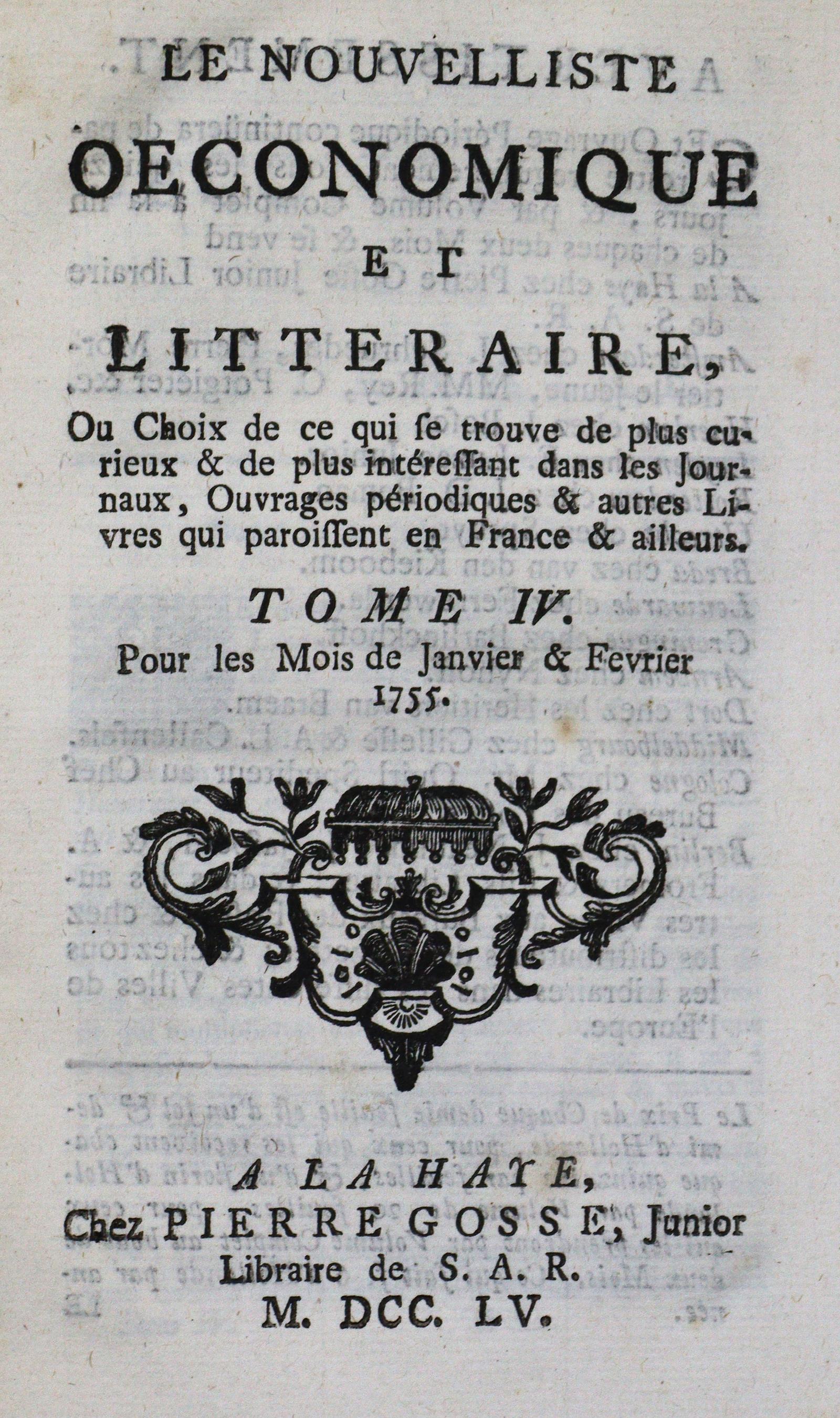 Nouvelliste Oeconomique et Litteraire, Le. | Bild Nr.2