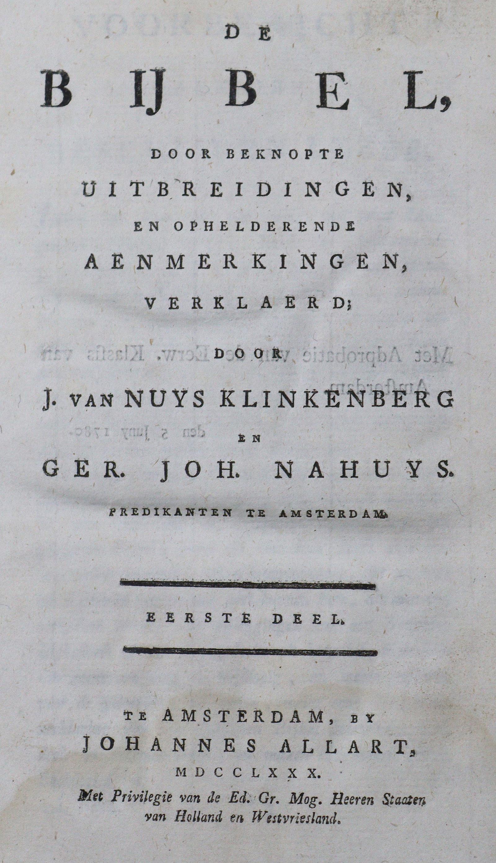 Nuys Klinkenberg,J.v. u. G.J.Nahuys. | Bild Nr.1