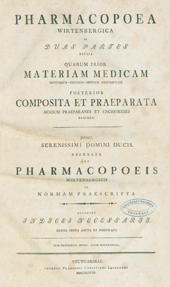 Pharmacopoea Wirtembergica | Bild Nr.1