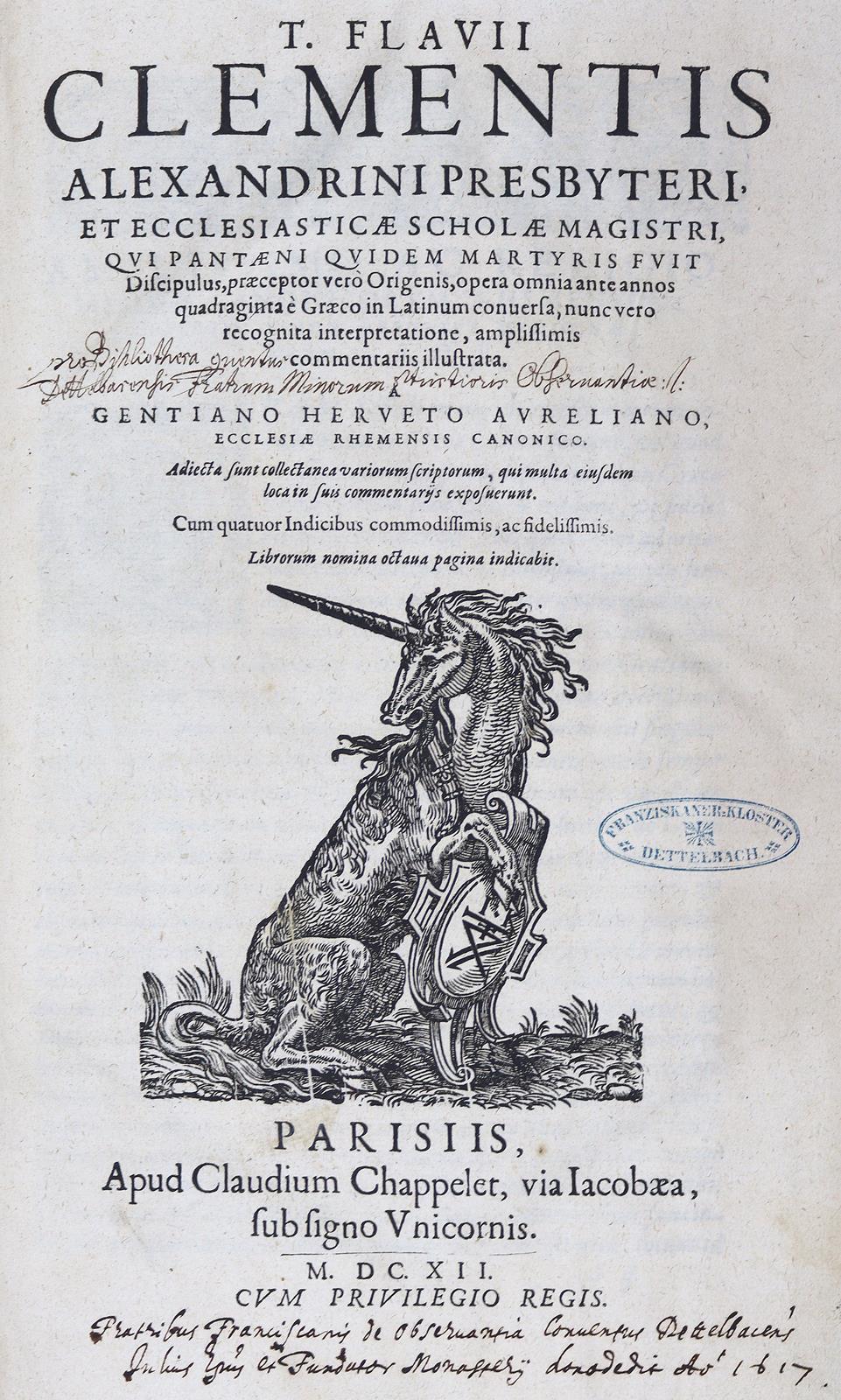 Clemens Alexandrinus. | Bild Nr.1