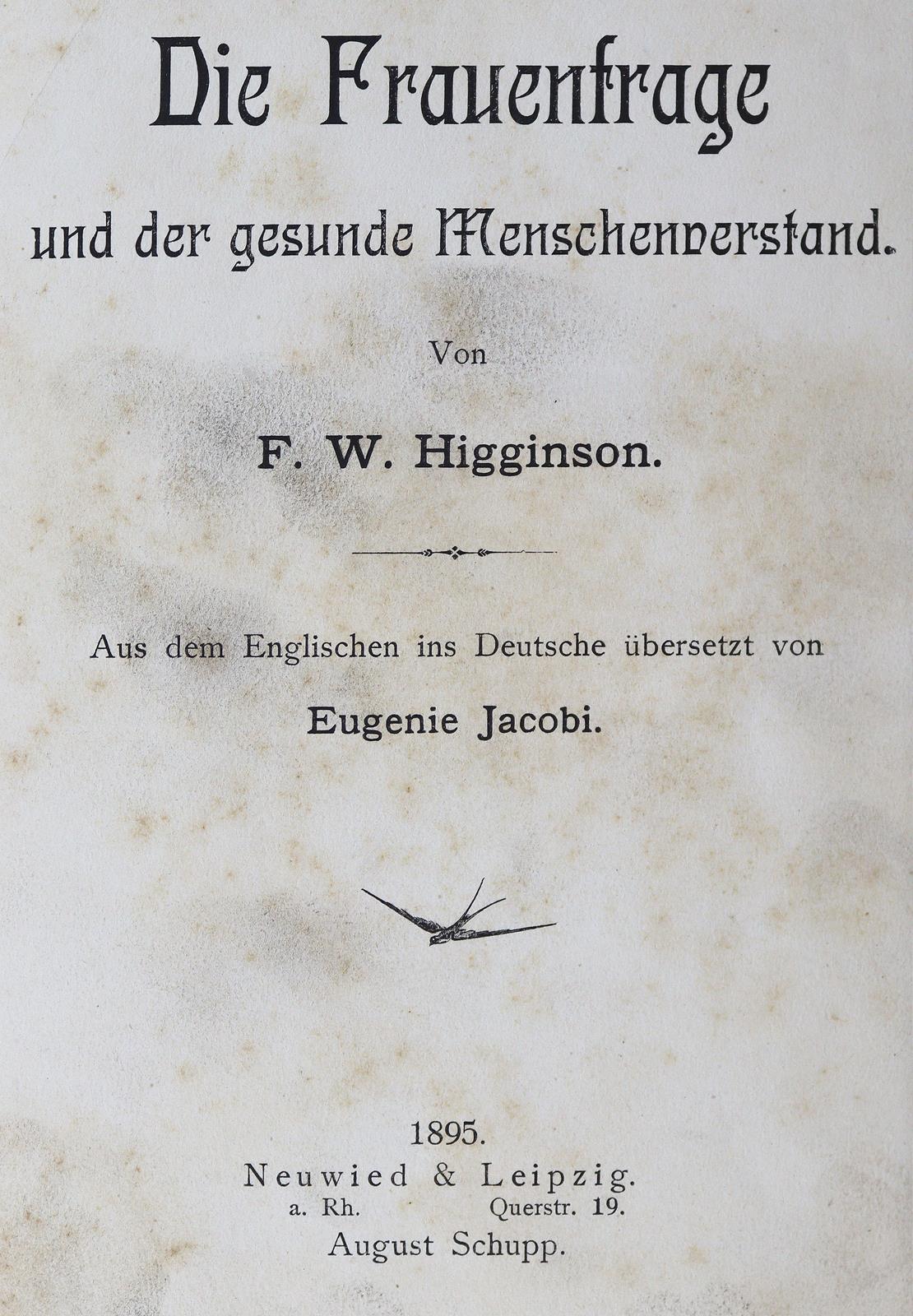 Higginson,F.W. (d.i. T.W.Higginson). | Bild Nr.1