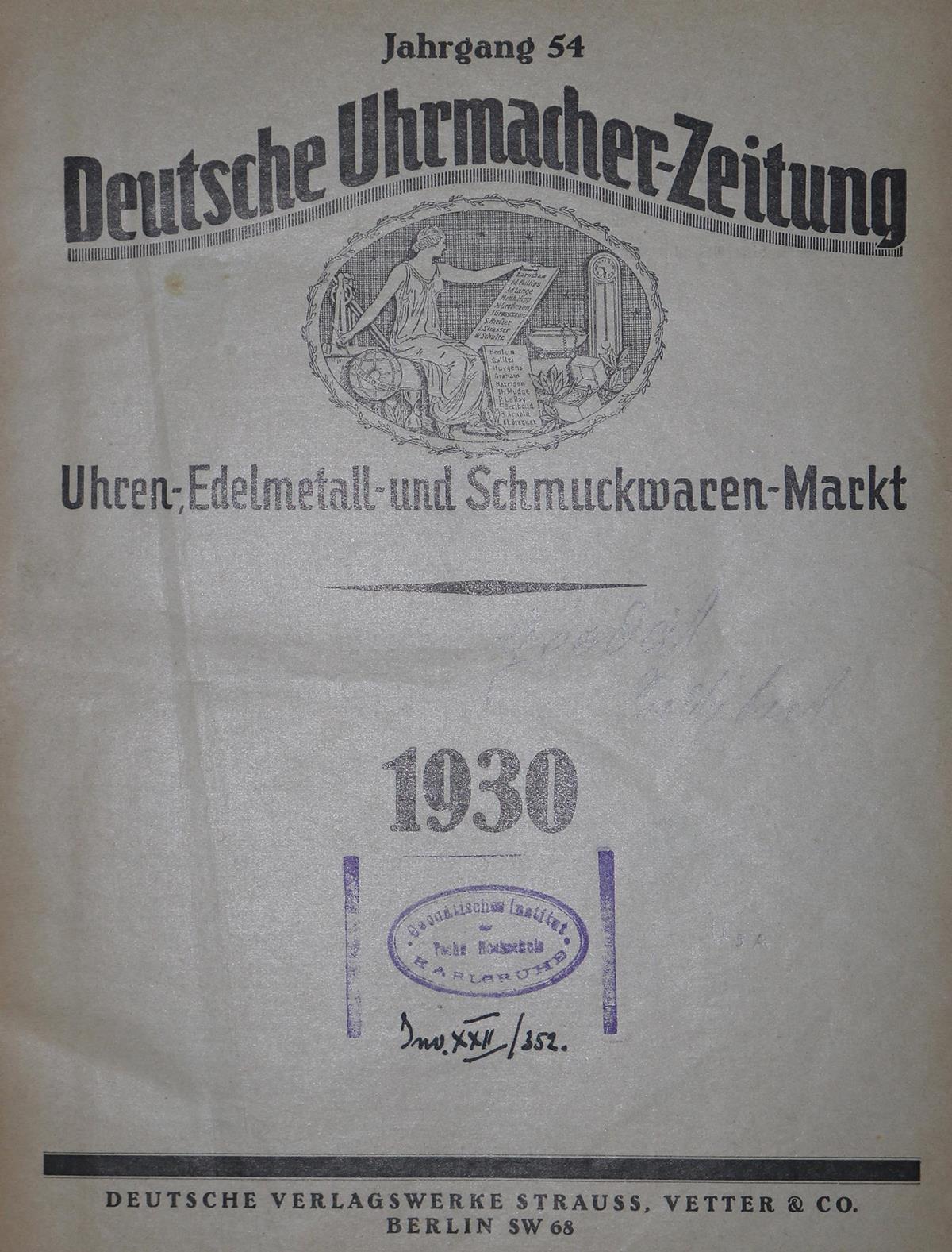 Deutsche Uhrmacher-Zeitung. | Bild Nr.1