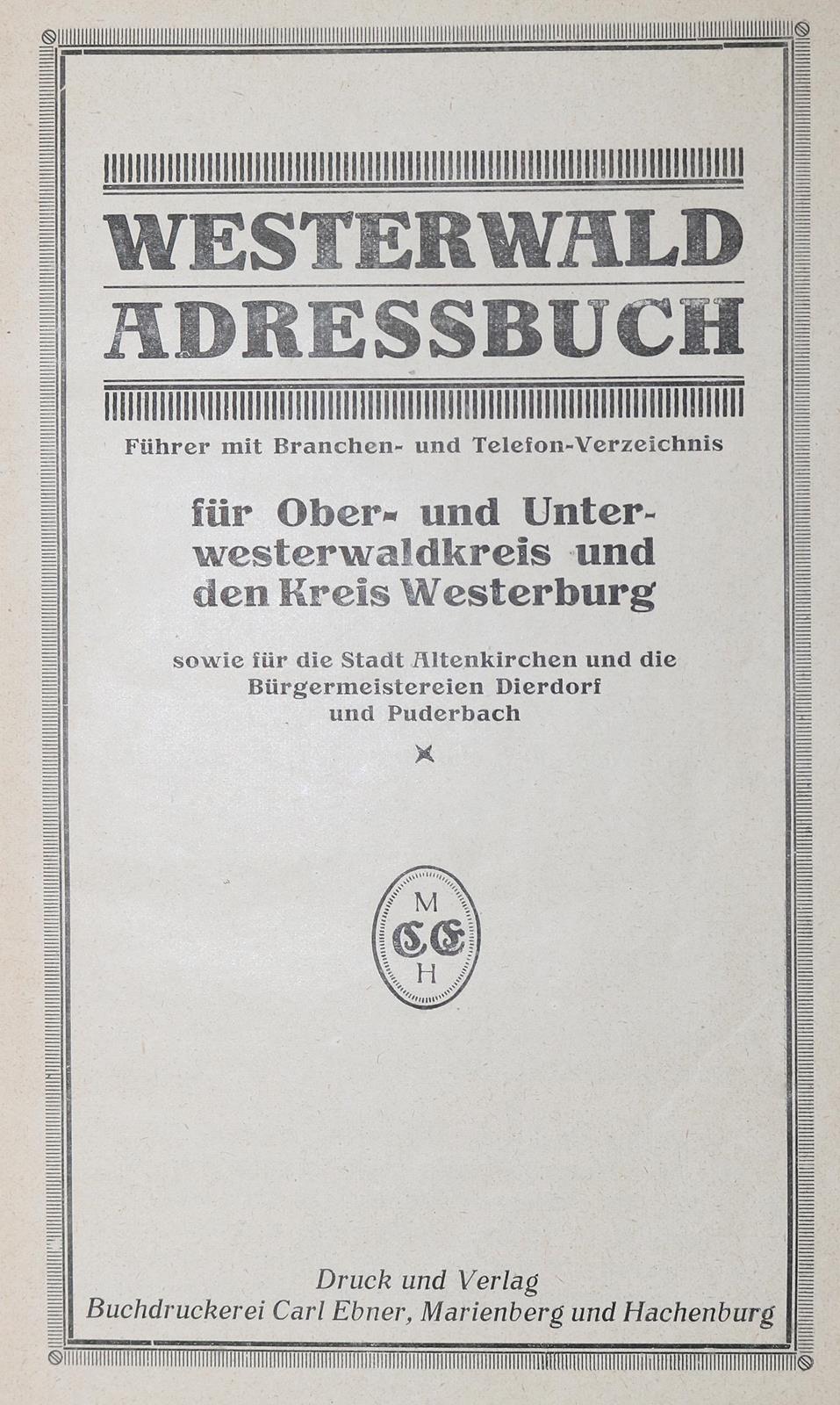 Westerwald Adressbuch. | Bild Nr.1