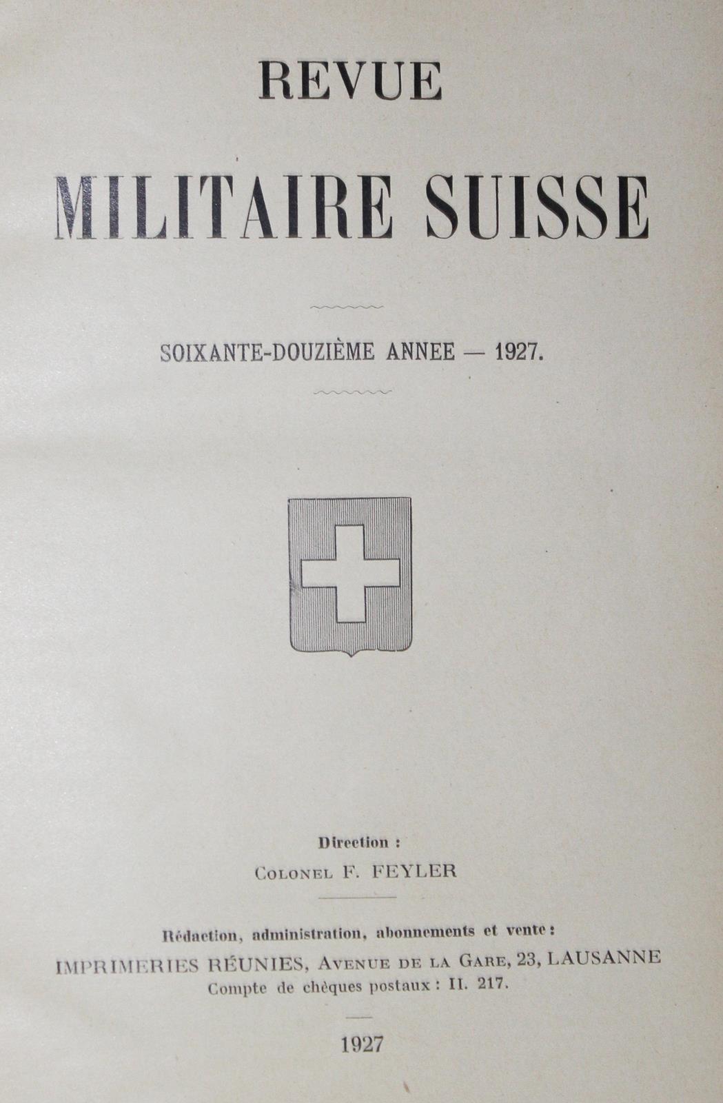 Revue militaire suisse. | Bild Nr.1