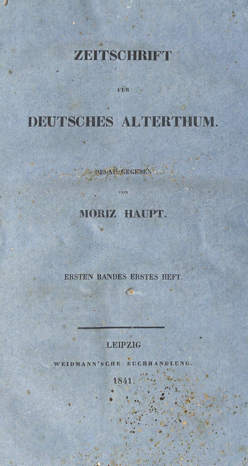 Zeitschrift für Deutsches Alterthum. | Bild Nr.1