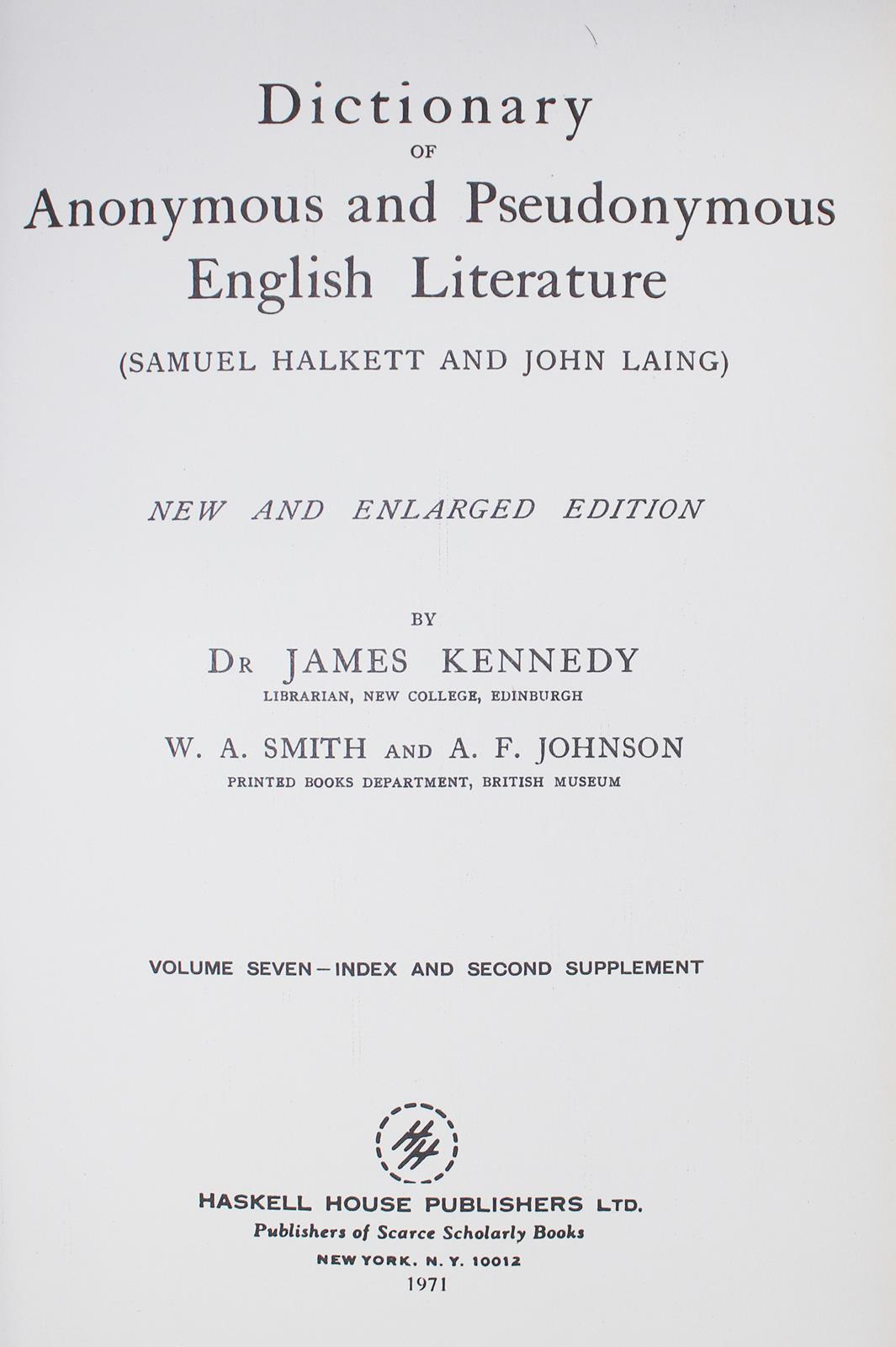 Halkett,S. u. J.Laing. | Bild Nr.1