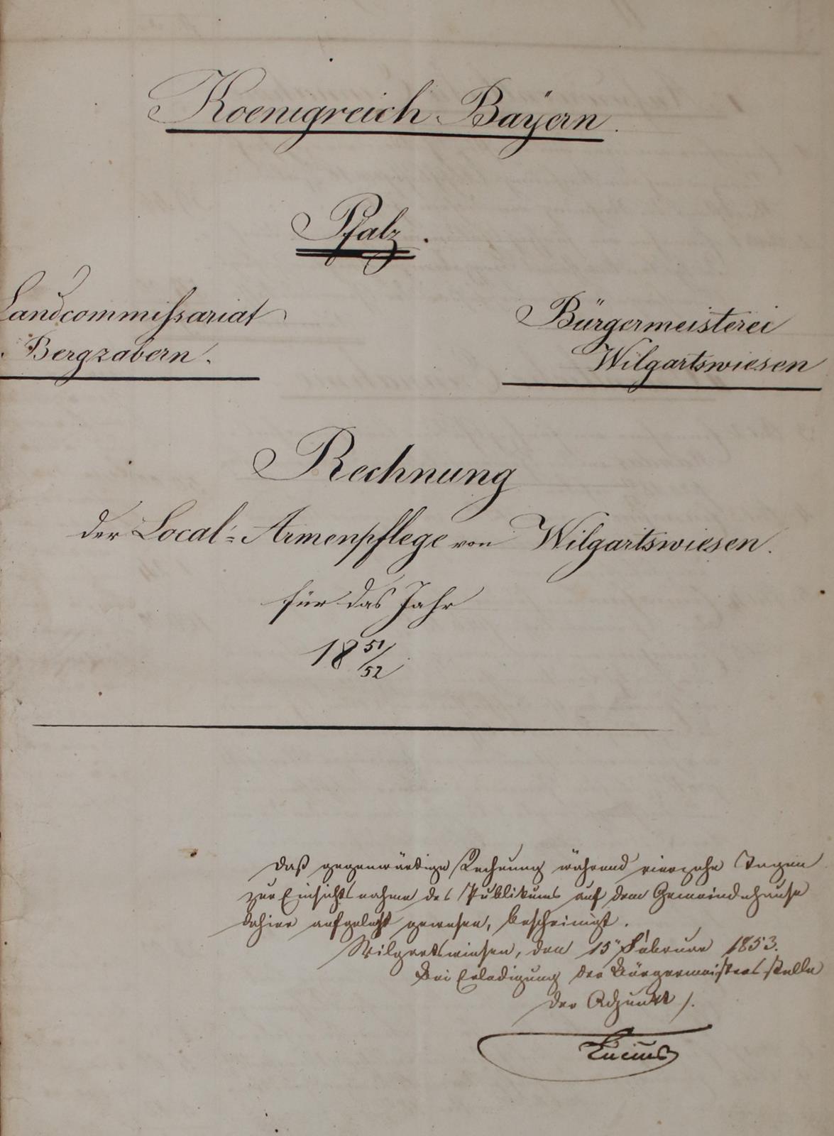 Rechnung der Local-Armenpflege | Bild Nr.1