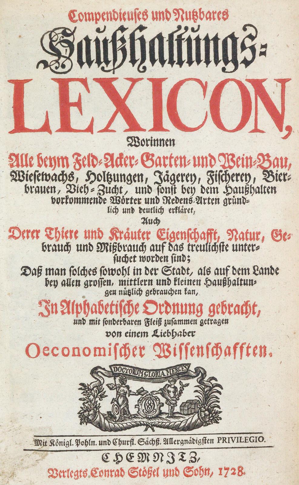 Compendieuses und Nutzbares Haushaltungs-Lexicon, | Bild Nr.1
