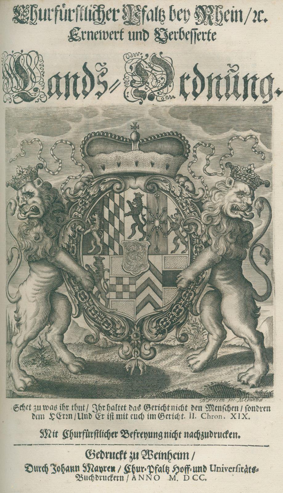 Churfürstlicher Pfaltz bei Rhein, | Bild Nr.1