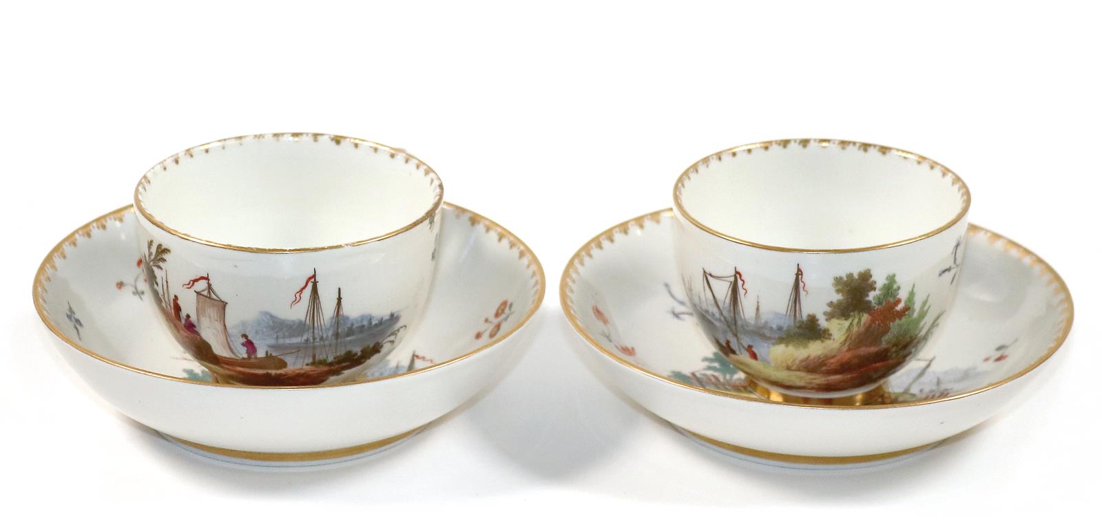 2 Tassen und Untertassen mit Inselmalerei. | Bild Nr.1