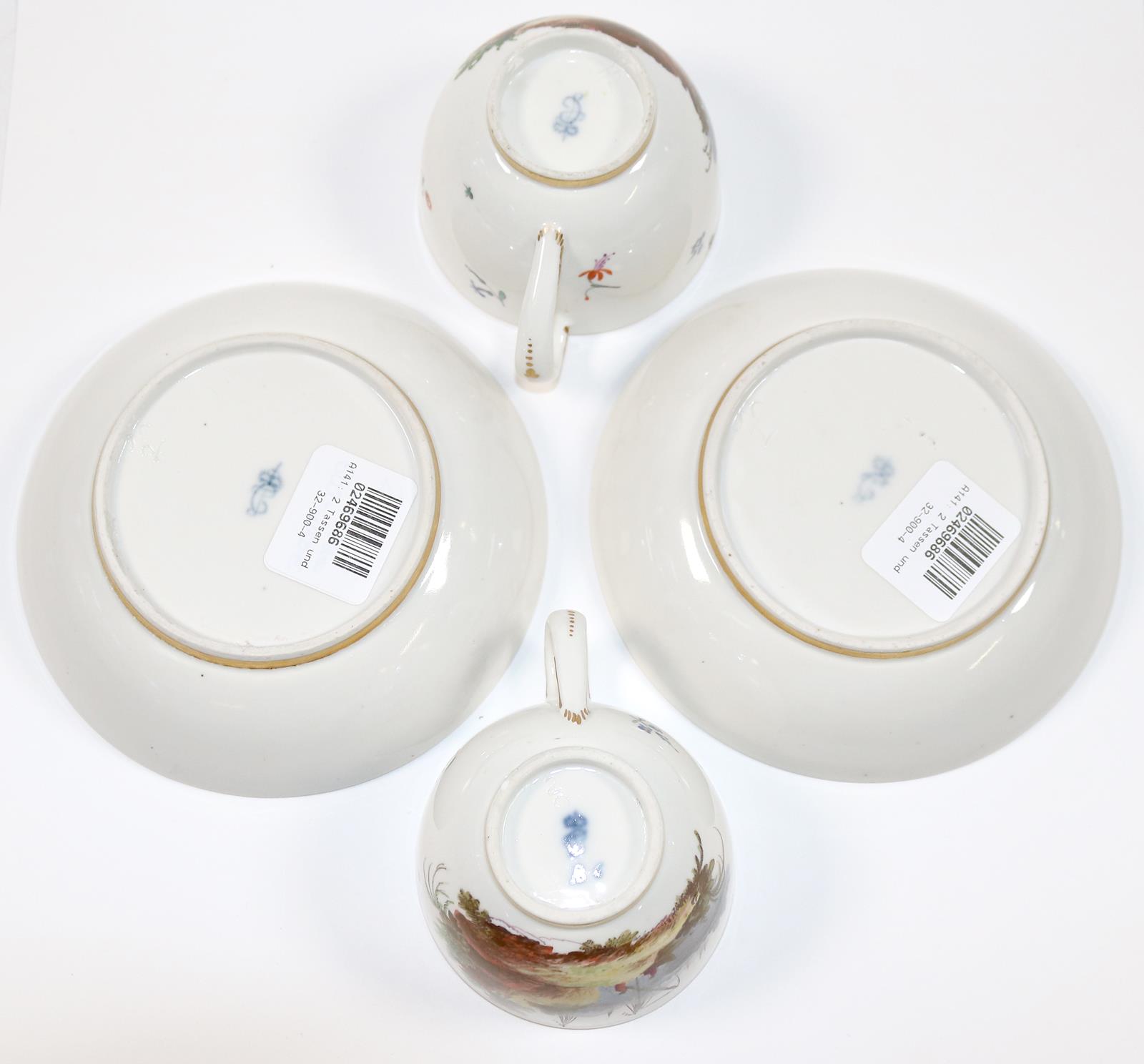 2 Tassen und Untertassen mit Inselmalerei. | Bild Nr.3