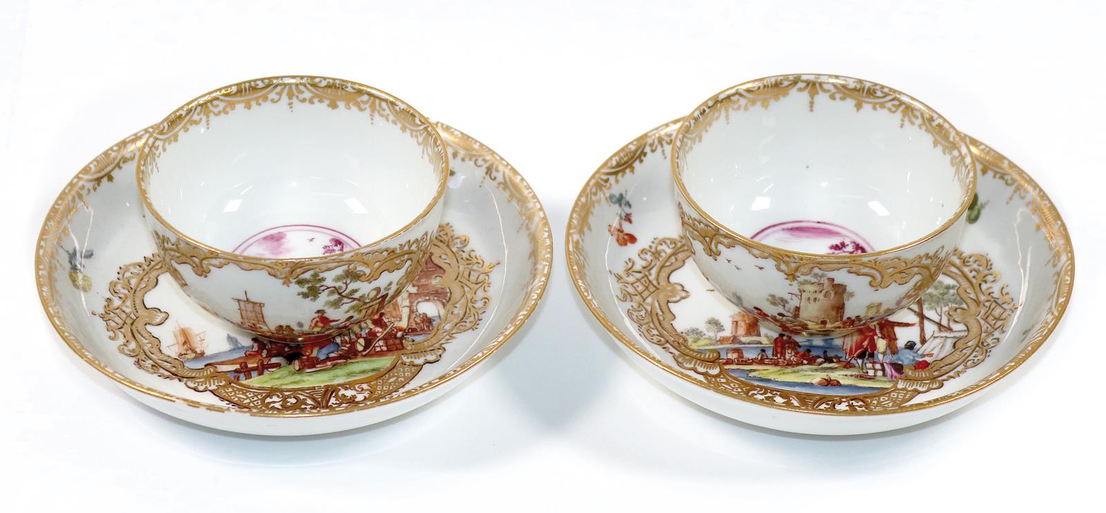 2 Koppchen und Untertassen mit Kauffahrteiszenen | Bild Nr.1