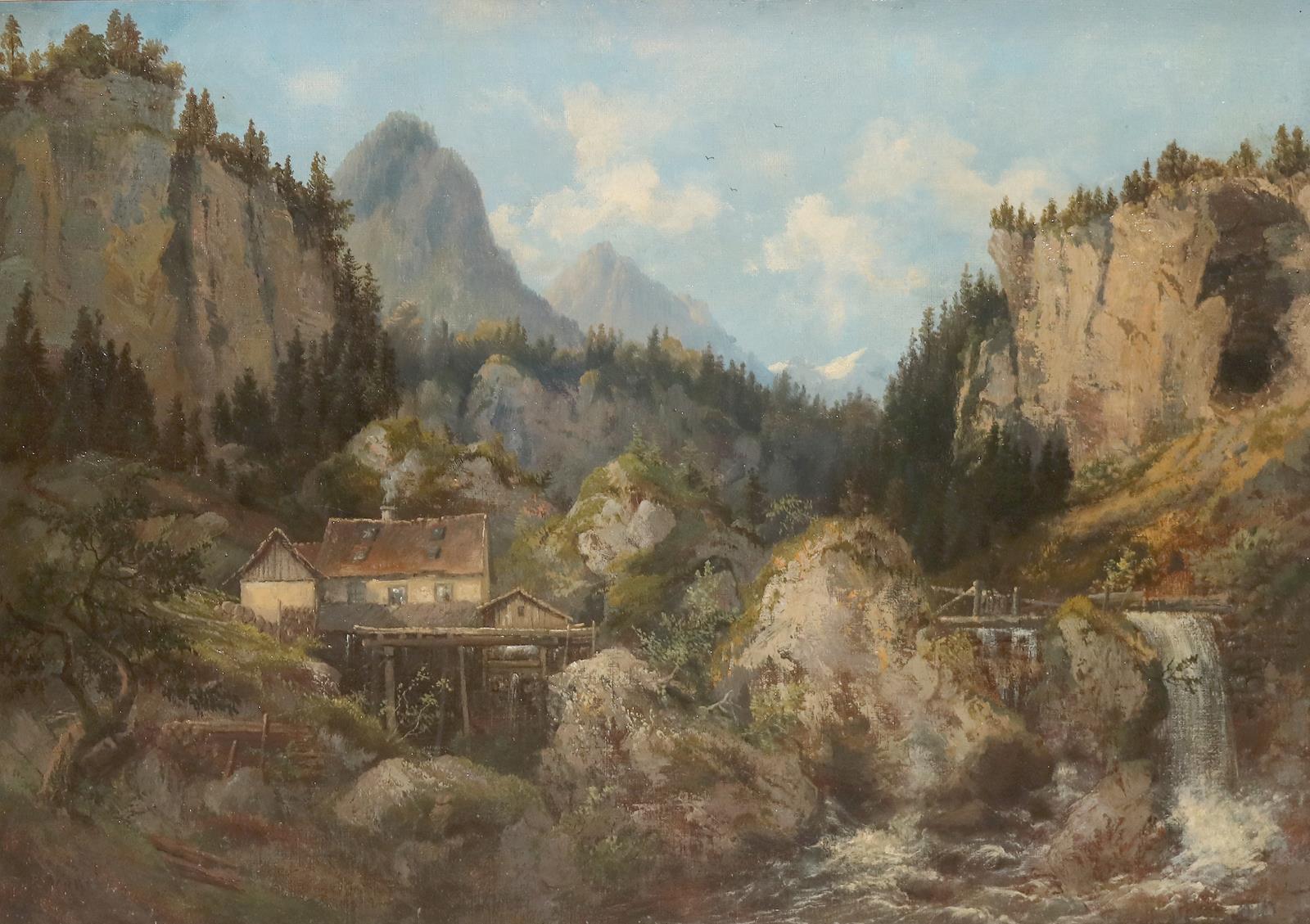 Gehöft am Wasserfall. | Bild Nr.1