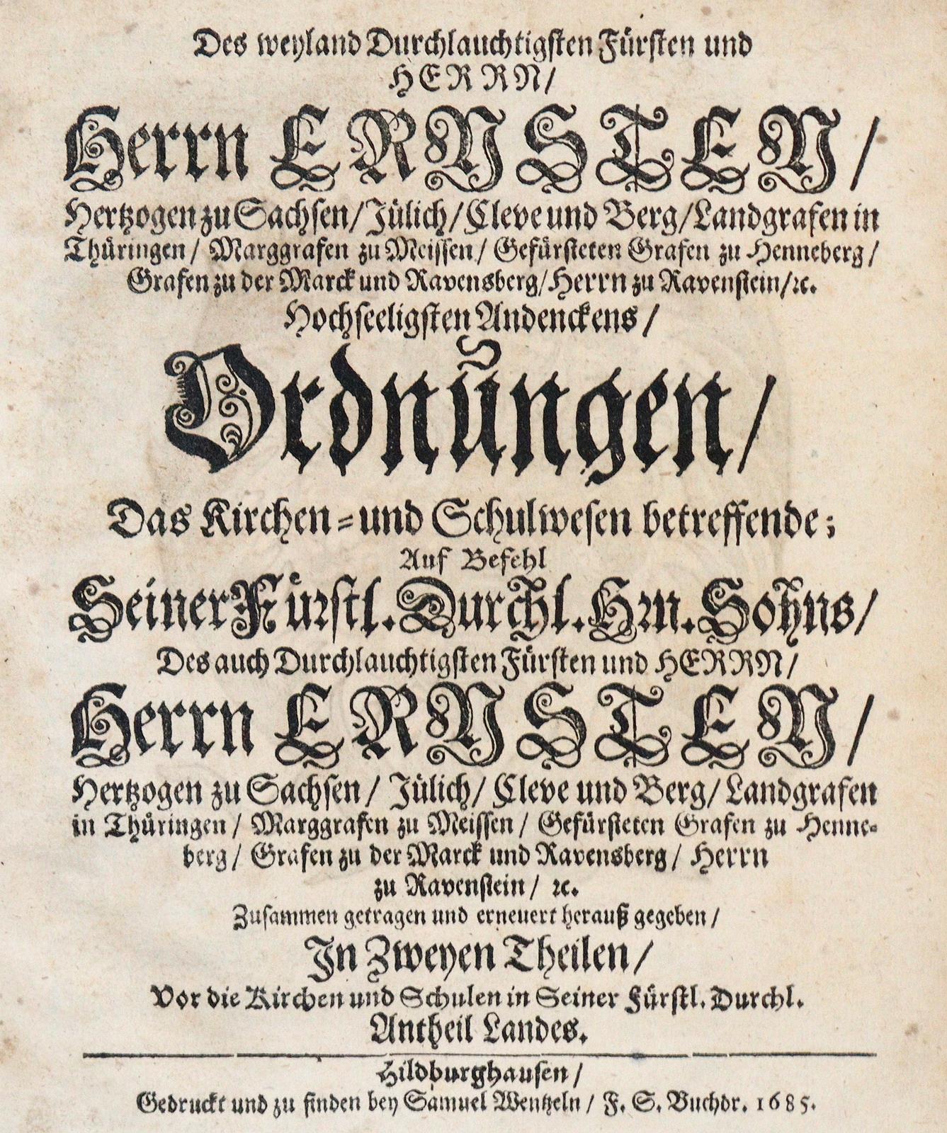 Des weyland Durchlauchtigsten Fürsten | Bild Nr.1