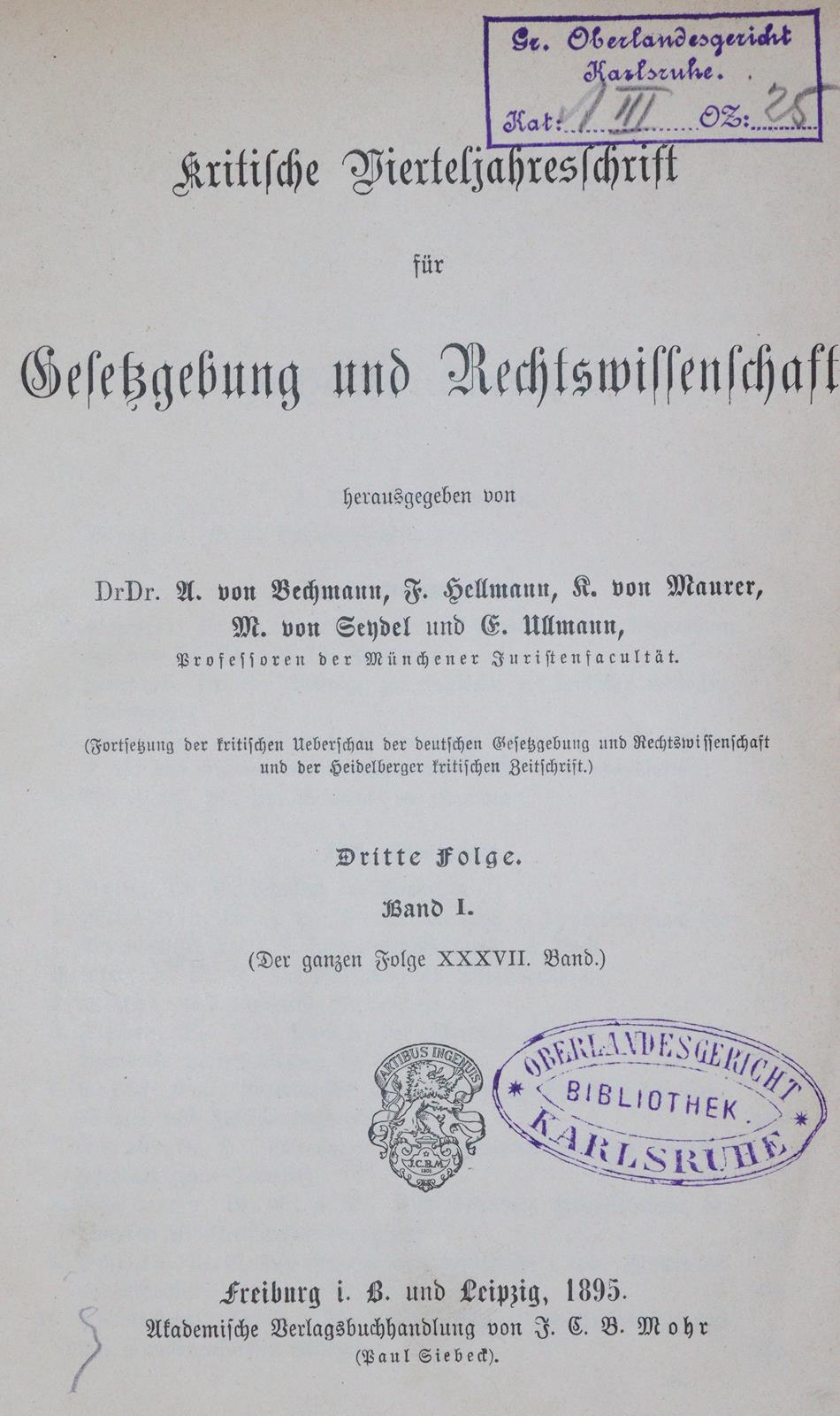 Kritische Vierteljahresschrift | Bild Nr.1