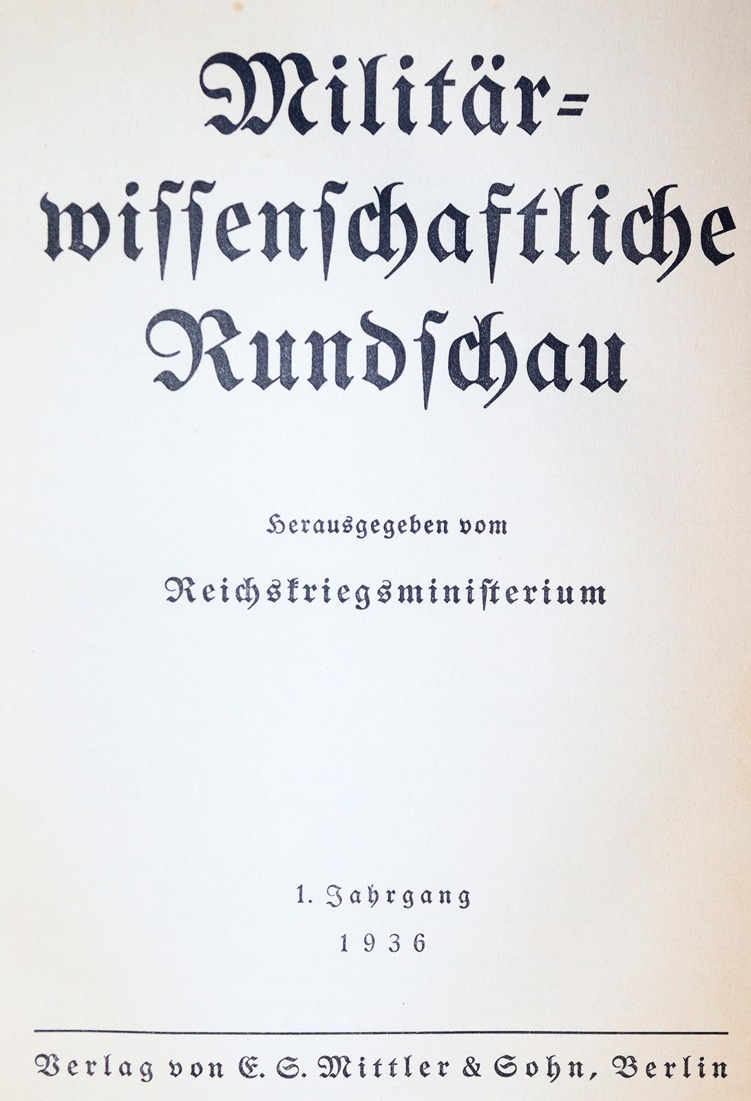 Militärwissenschaftliche Rundschau. | Bild Nr.1