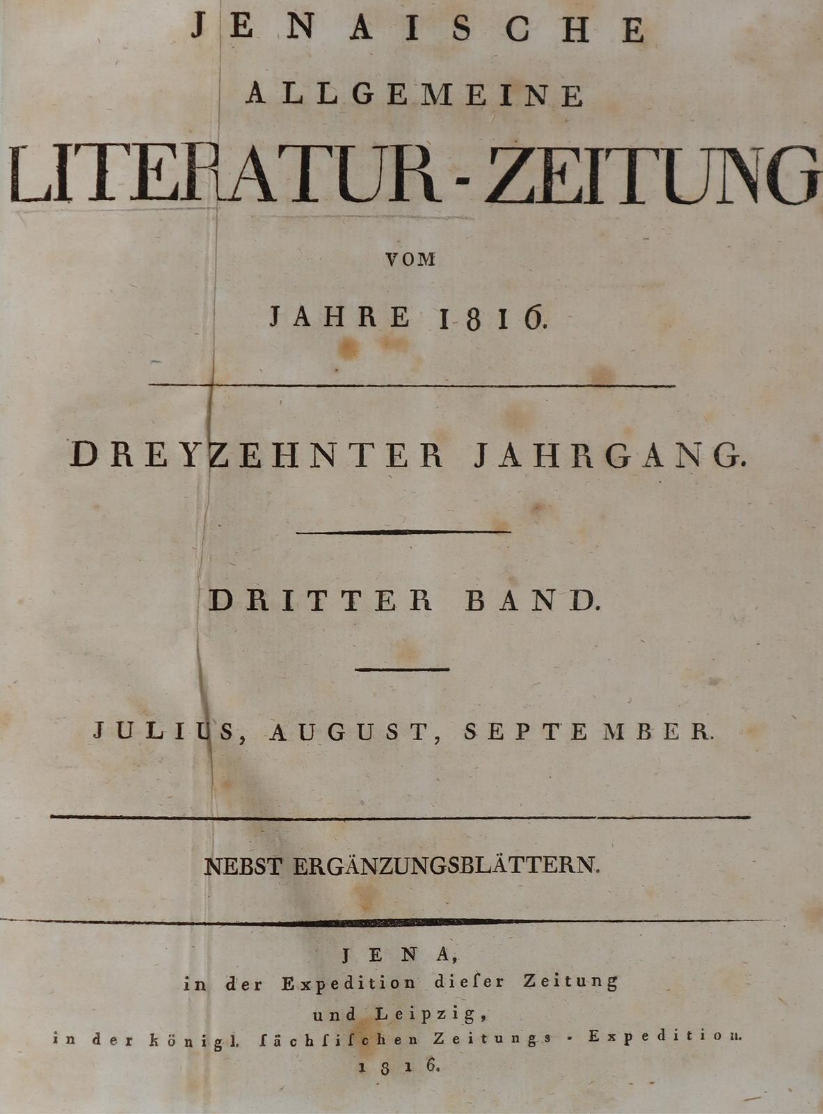 Jenaische Allgemeine Literatur-Zeitung. | Bild Nr.1