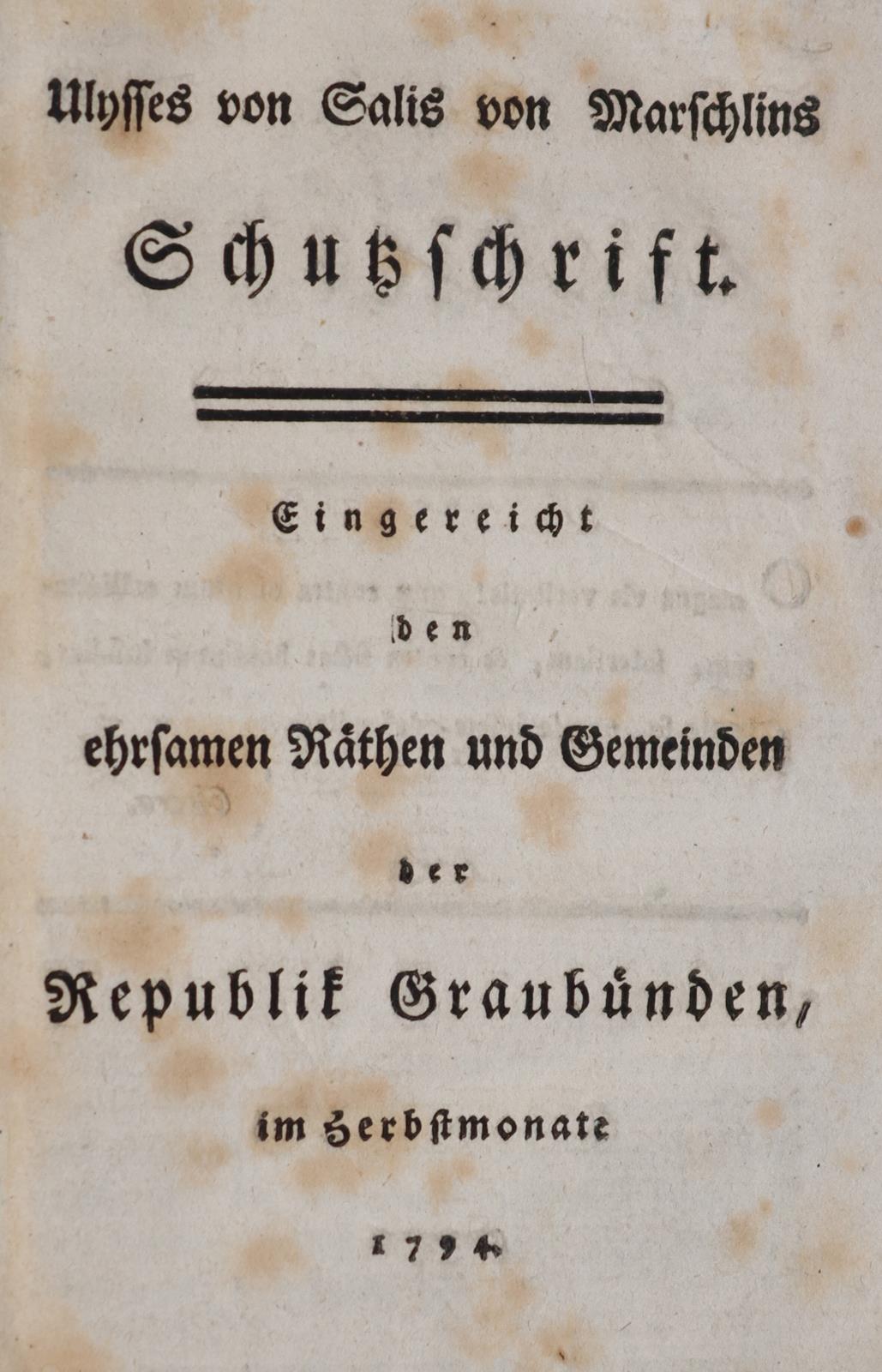 Salis-Marschlins,(K.)v.Ulysses. | Bild Nr.1