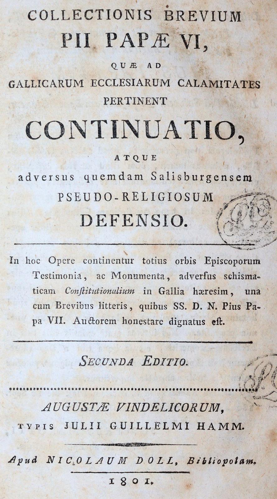 Collectionis Brevium Pii Papae VI, | Bild Nr.1