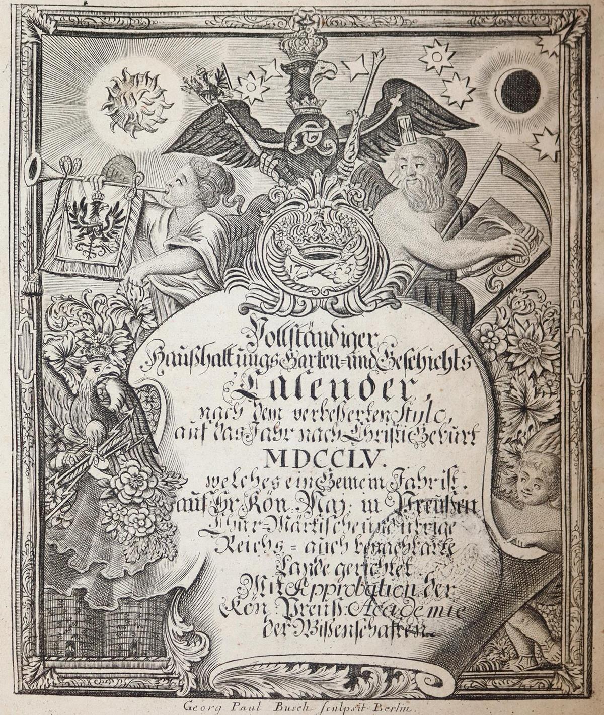 Haußhaltungs-, Garten- und Geschichts-Calender, | Bild Nr.1