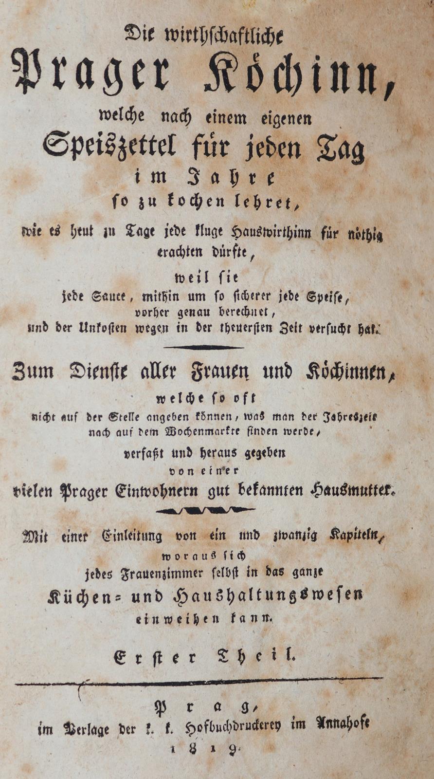 Wirthschaftliche Prager Köchinn, Die, | Bild Nr.1