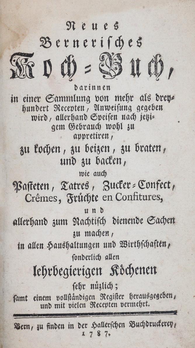 Neues Bernerisches Koch-Buch, | Bild Nr.1