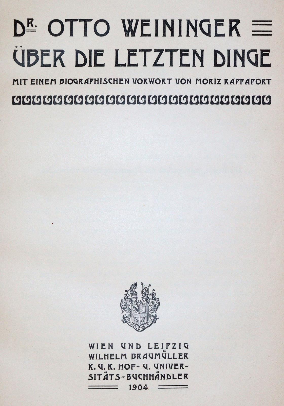 Weiniger, Otto. | Bild Nr.1