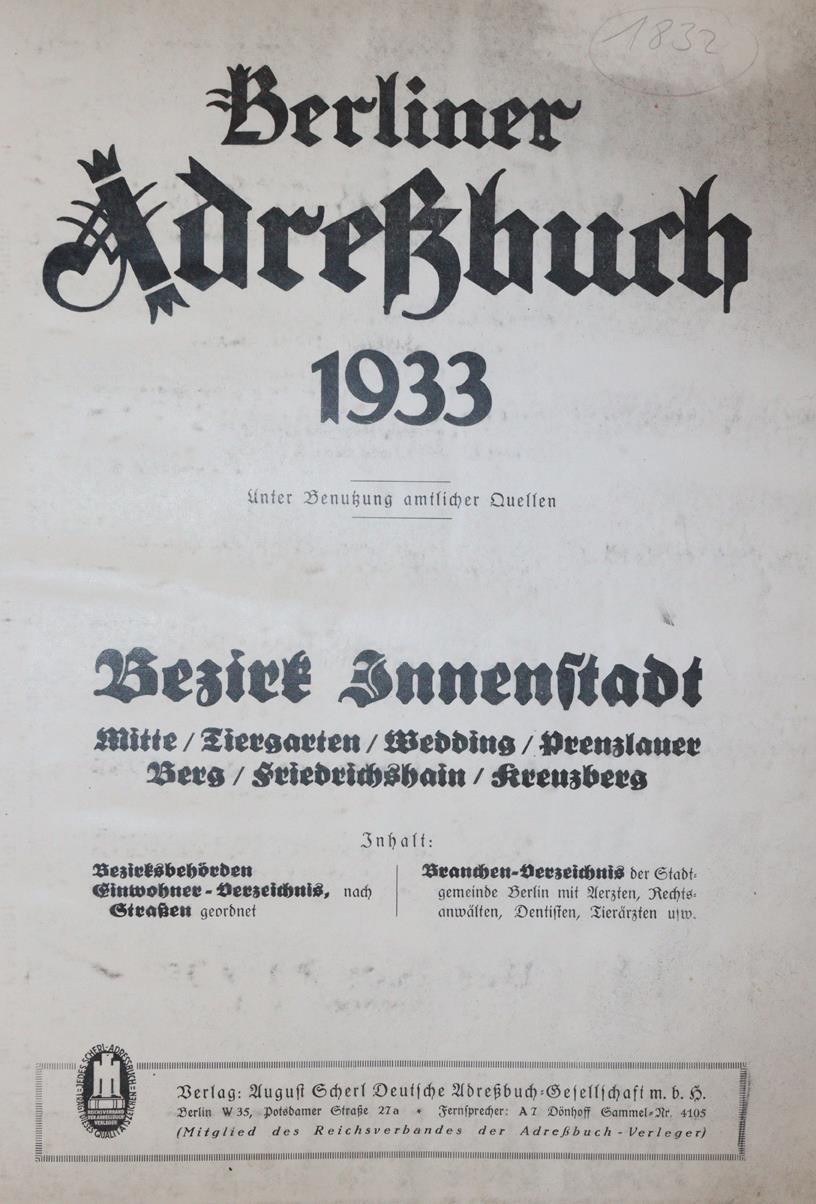 Berliner Adressbuch 1933. | Bild Nr.1