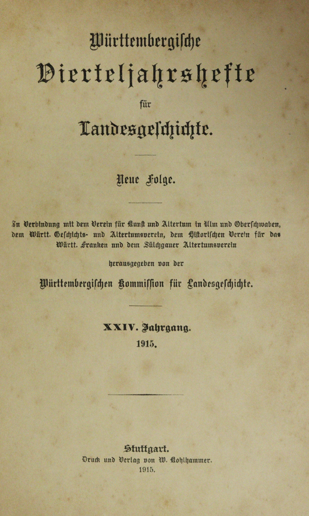 Württembergische Vierteljahreshefte | Bild Nr.1