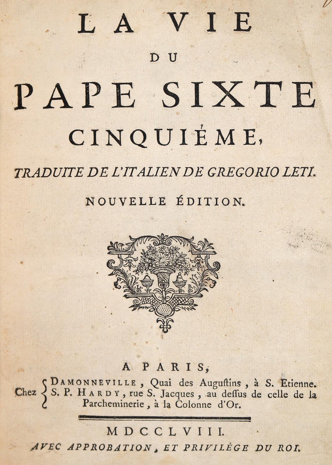 Vie du Pape Sixte Cinquieme, La. | Bild Nr.1
