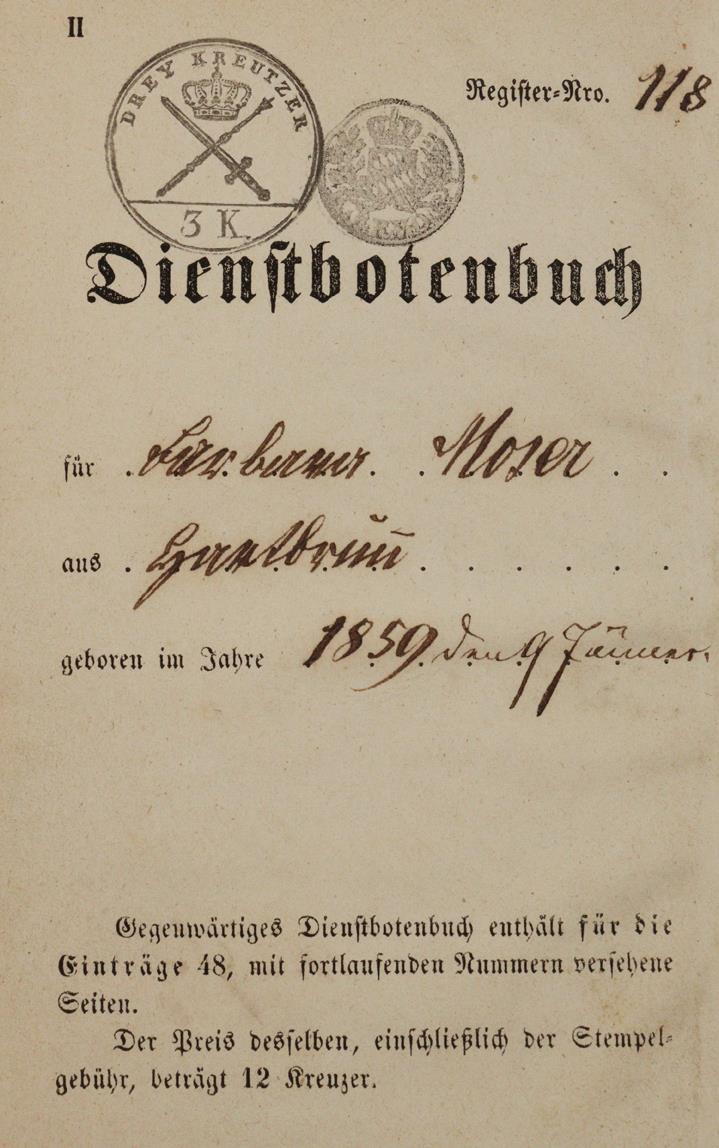 Dienstbotenbuch | Bild Nr.2