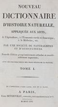 Nouveau dictionnaire d"histoire naturelle,