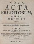 Nova acta eruditorum.