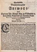 Churfürstliche Brandenburgische Antwort,