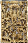 Vergoldetes Holzrelief.