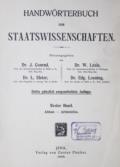 Handwörterbuch der Staatswissenschaften.