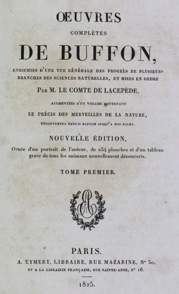 Große Abbildung Nr.1: 120-1021 Lacepede,(B.G.)de.: (Zoologie, Buffon)