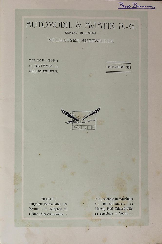 Große Abbildung Nr.2: 120-1083 Automobil & Aviatik A.-G.: (Verschiedene Gebiete - Varia, Aeronautik)