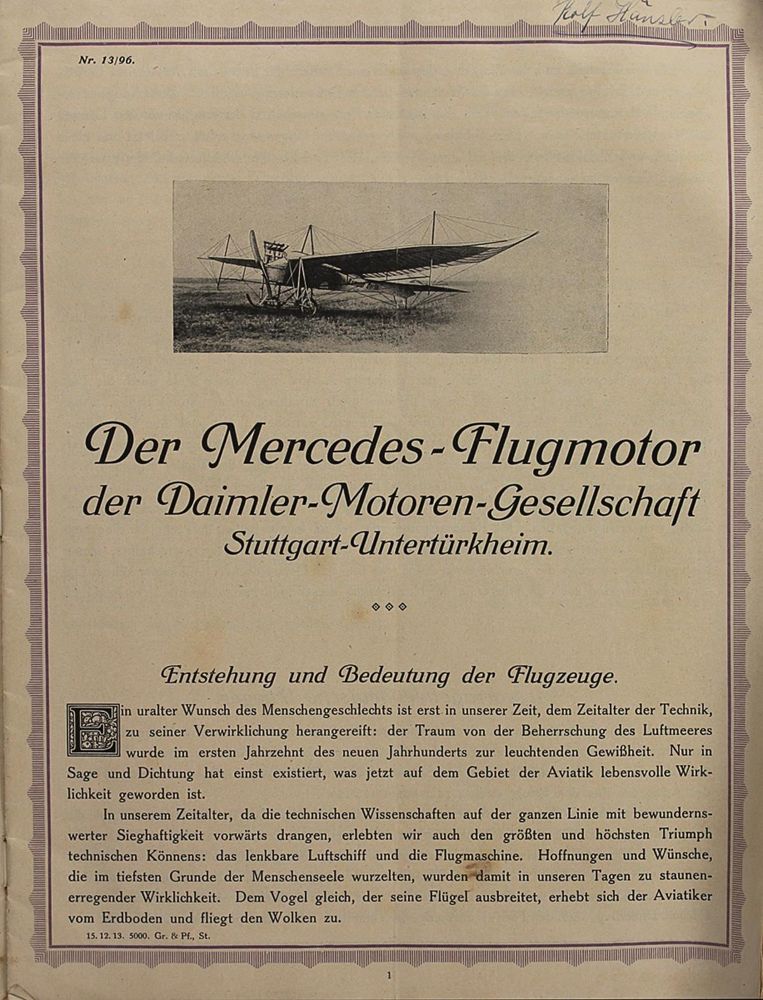 Große Abbildung Nr.1: 120-1091 Mercedes.: (Verschiedene Gebiete - Varia, Aeronautik)