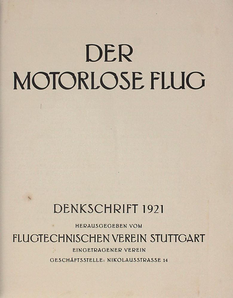 Große Abbildung Nr.1: 120-1093 Motorlose Flug, Der.: (Verschiedene Gebiete - Varia, Aeronautik, Segelflug)