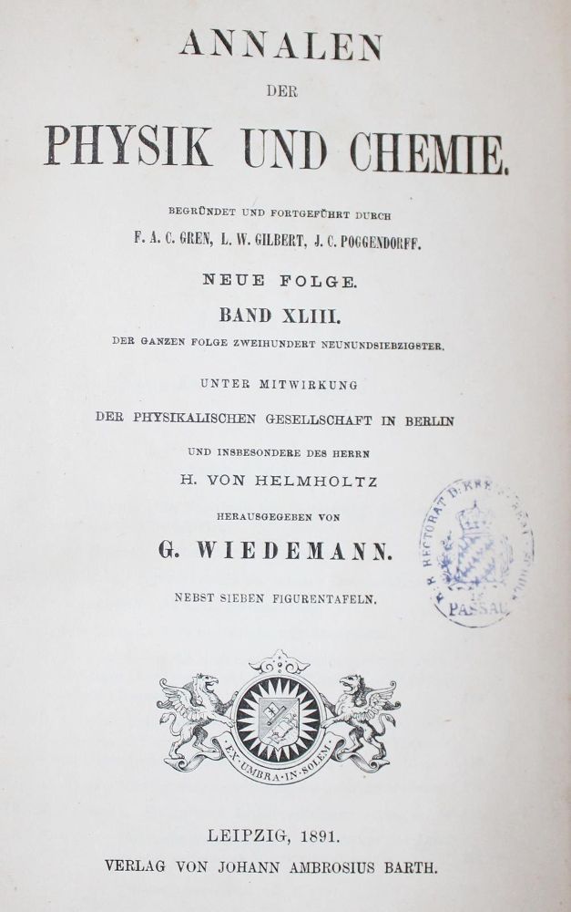 Große Abbildung Nr.1: 120-1139 Annalen der Physik.: (Verschiedene Gebiete - Varia, Physik)