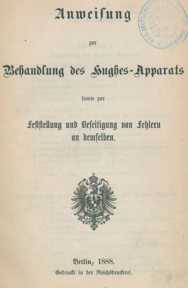 Große Abbildung Nr.1: 120-1160 Hughes-Apparat.: (Verschiedene Gebiete - Varia, Telegraphie - Telephonie)