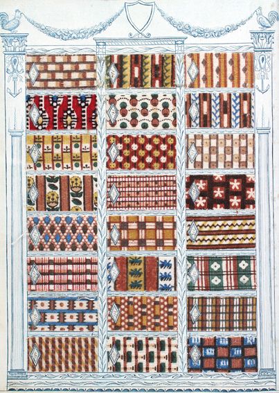 Große Abbildung Nr.1: 120-1161 Stoffmuster (französisch).: (Verschiedene Gebiete - Varia, Textil)