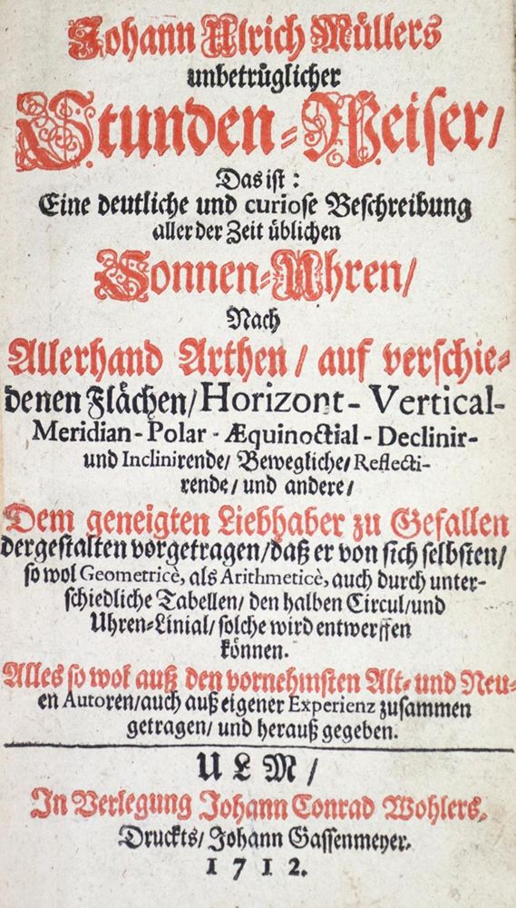 Große Abbildung Nr.1: 120-1165 Müller,J.U.: (Verschiedene Gebiete - Varia, Uhren, Sonnenuhren)