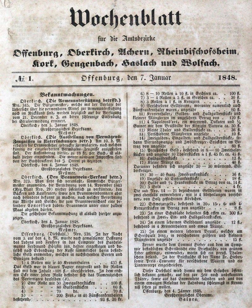 Große Abbildung Nr.1: 120-1241 Wochenblatt: (Deutschland, Revolution 1848/49 - Vormärz - Politik)