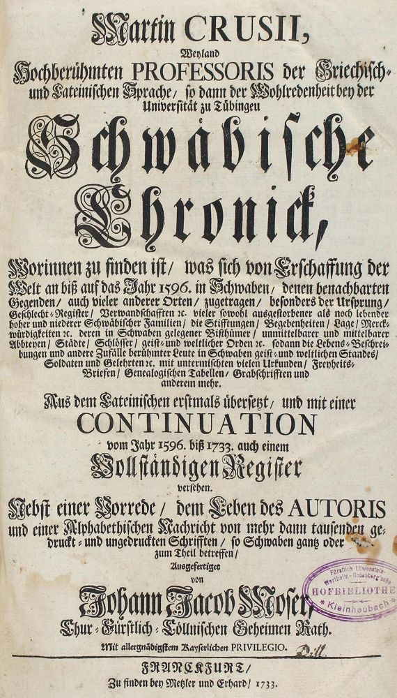 Große Abbildung Nr.1: 120-1250 Crusius,M.: (Deutschland, Schwaben)