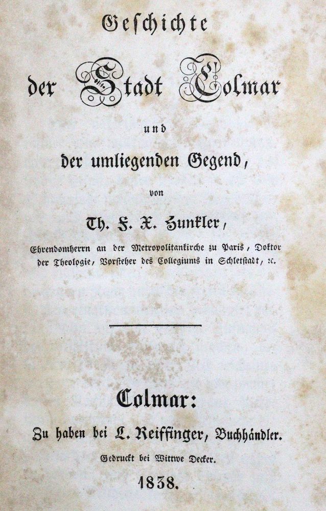 Große Abbildung Nr.1: 120-1274 Hunkler,T.F.X.: (Frankreich, Elsass, Colmar)